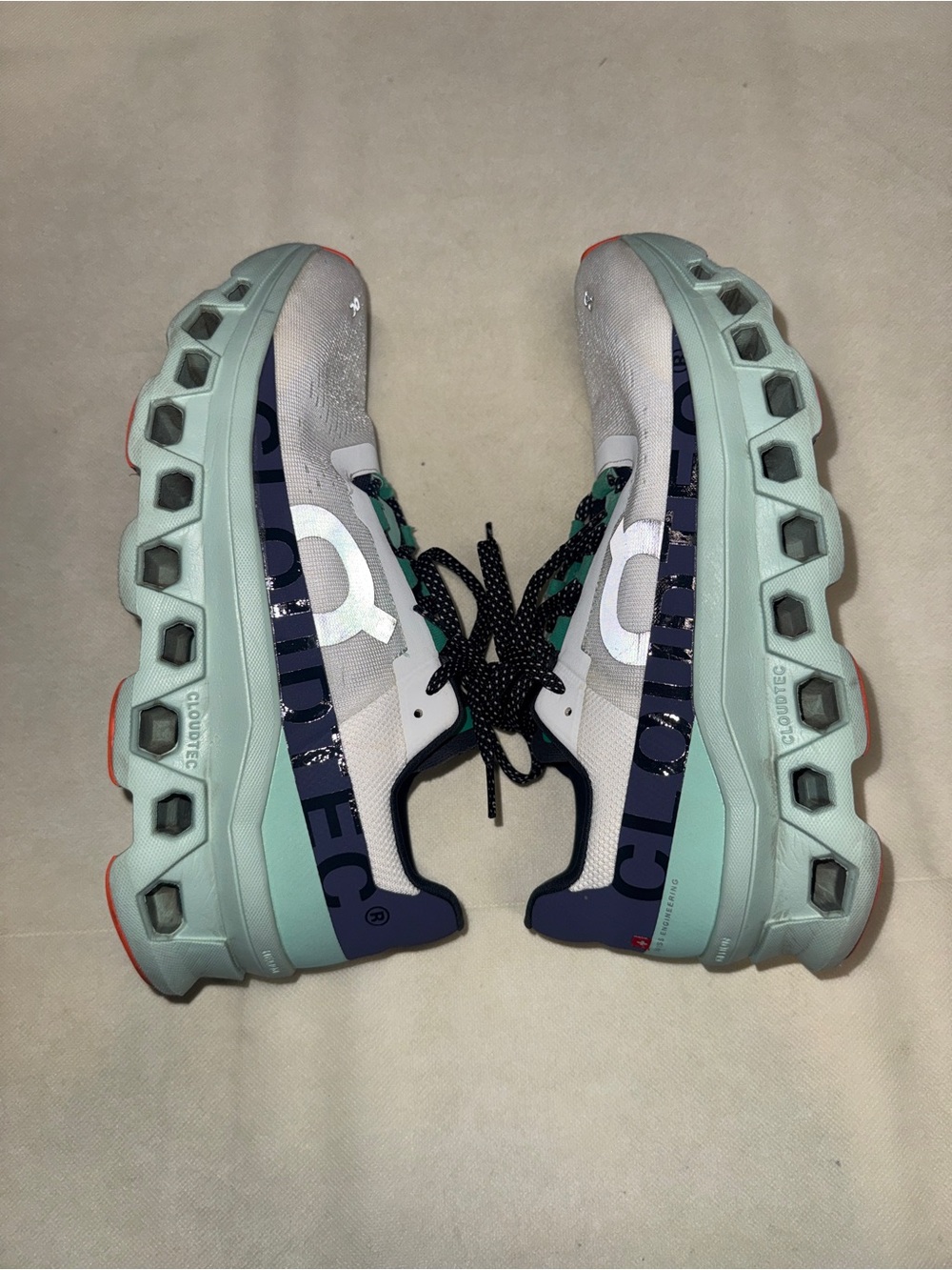 On Running Women's Sneakers in Mint, Navy & White